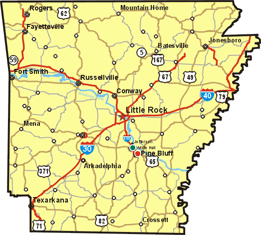 Road Map of Arkansas