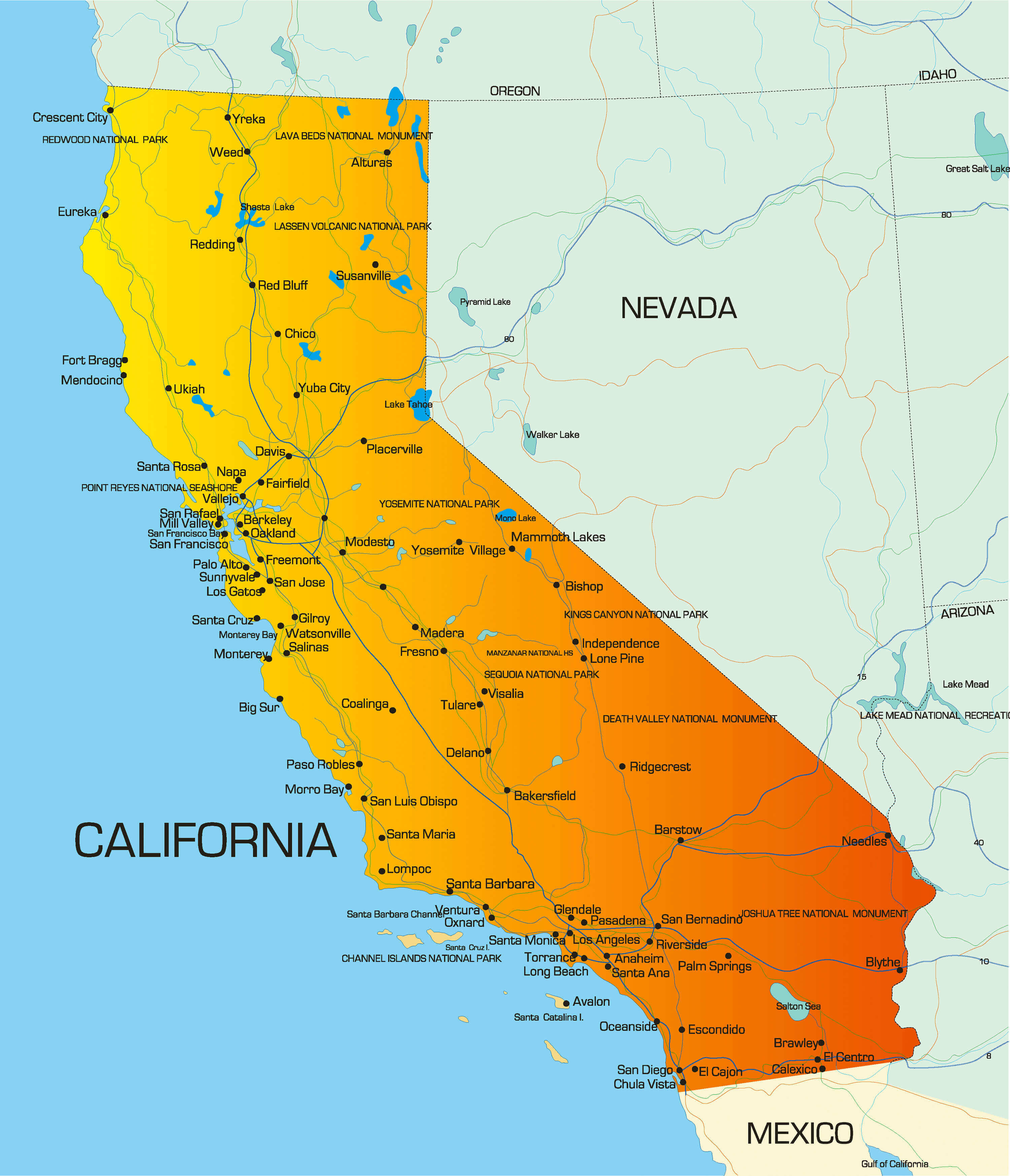 California Colorful Map