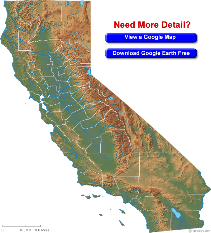 California Physical Map