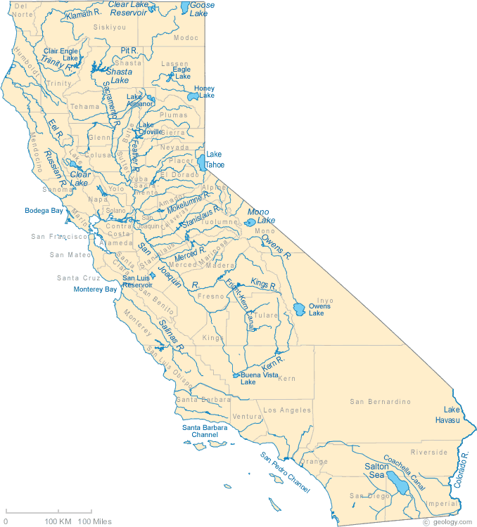 California Rivers Map