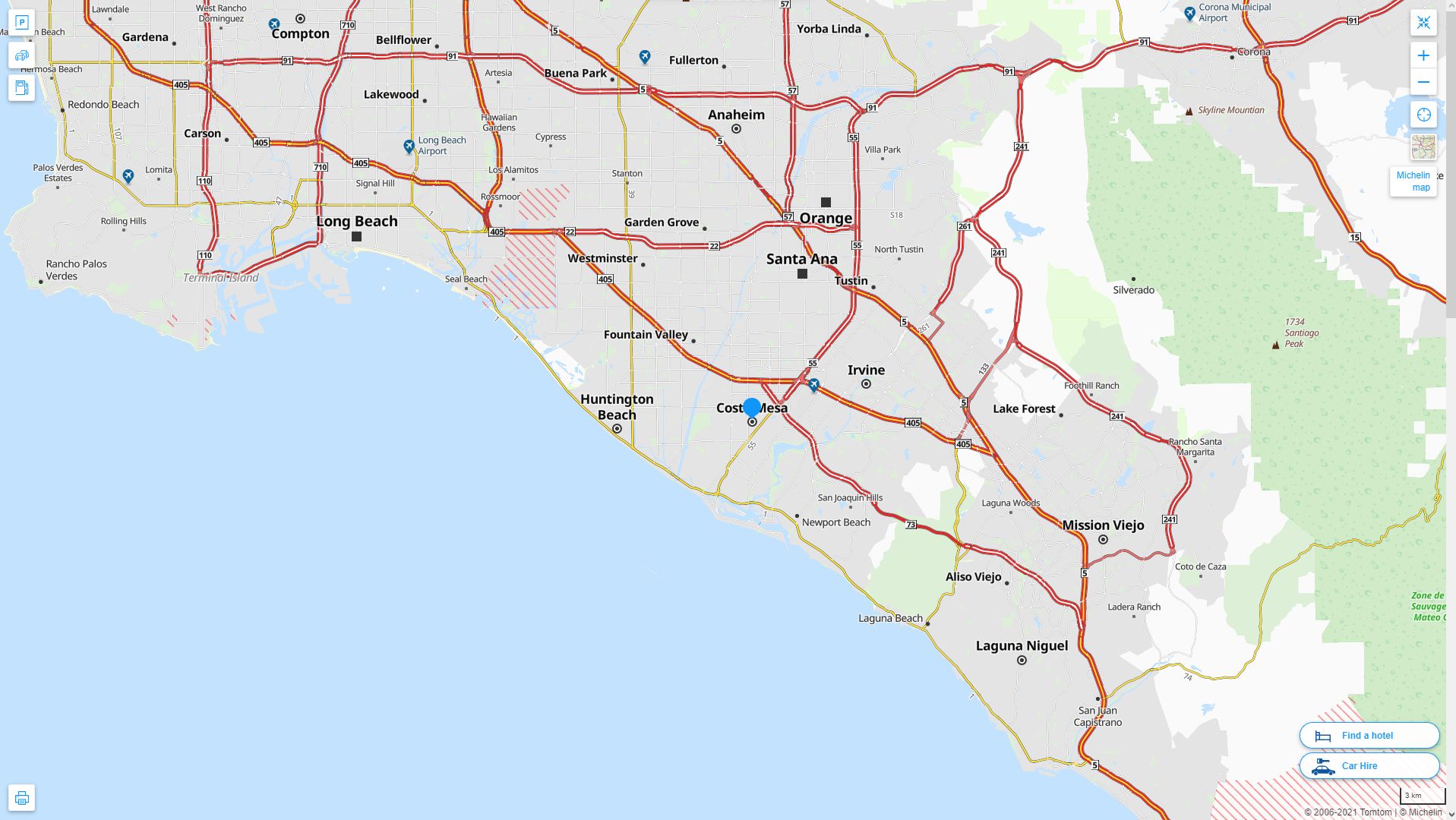 Costa Mesa, California Map