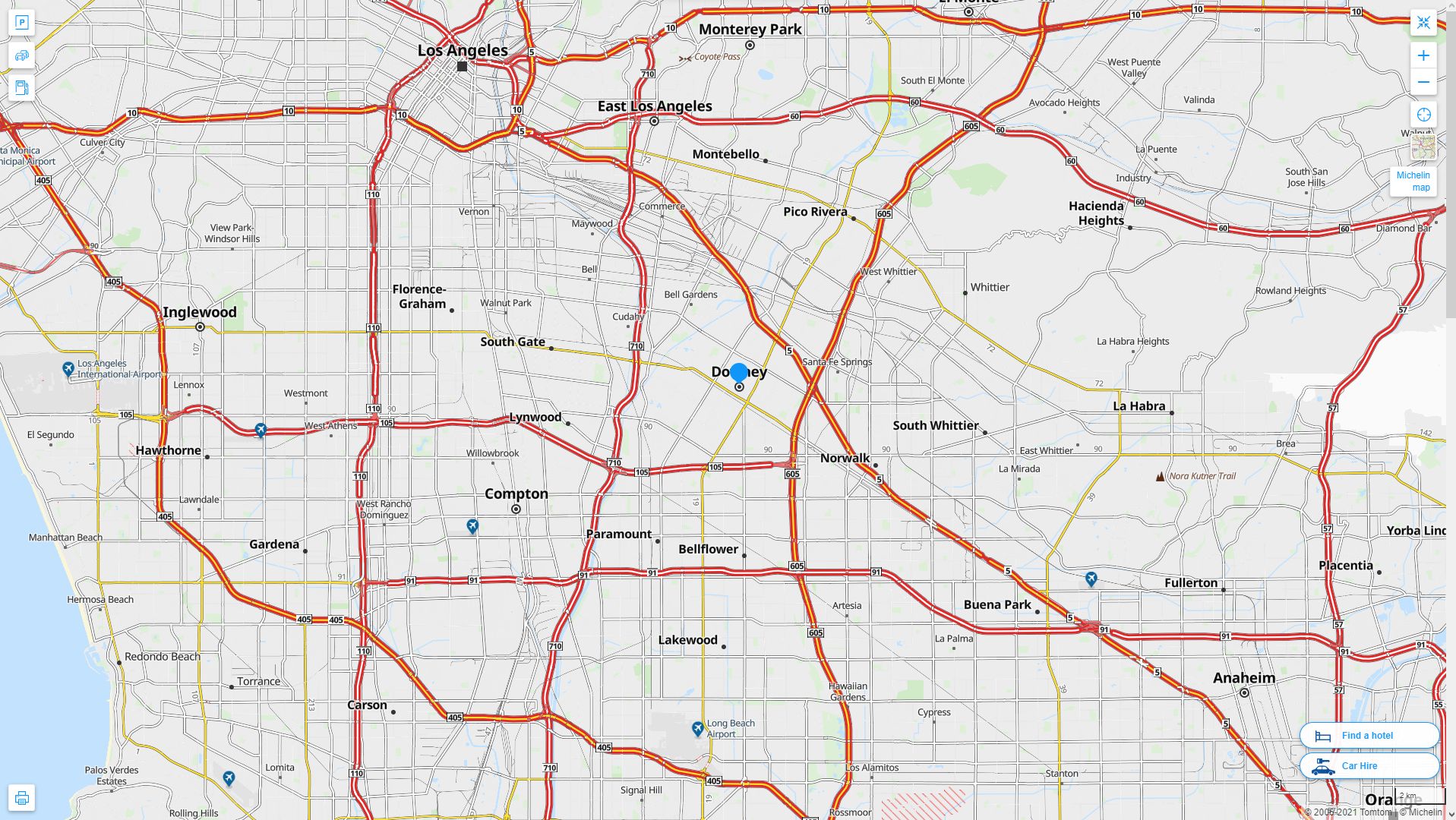 Downey, California Map
