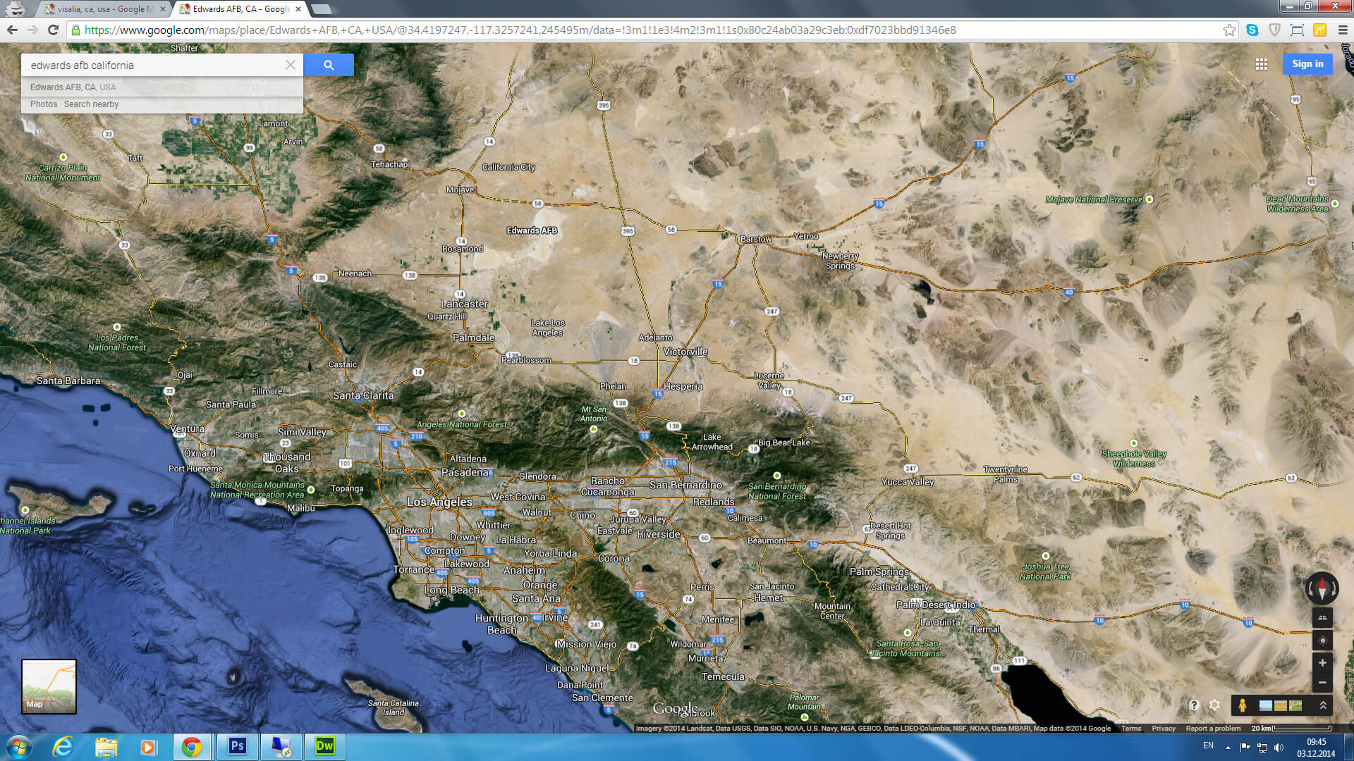 edwards afb map california us satellite