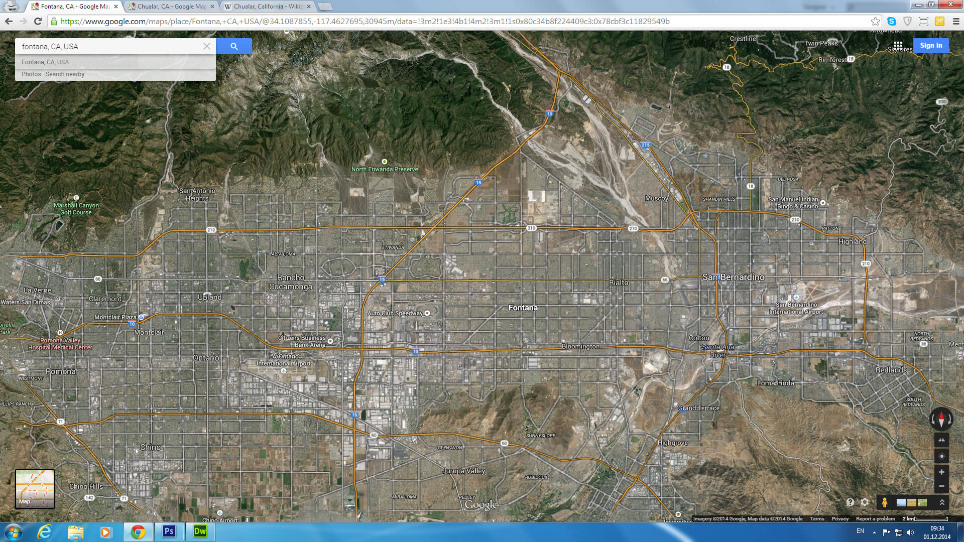 fountain map california us satellite
