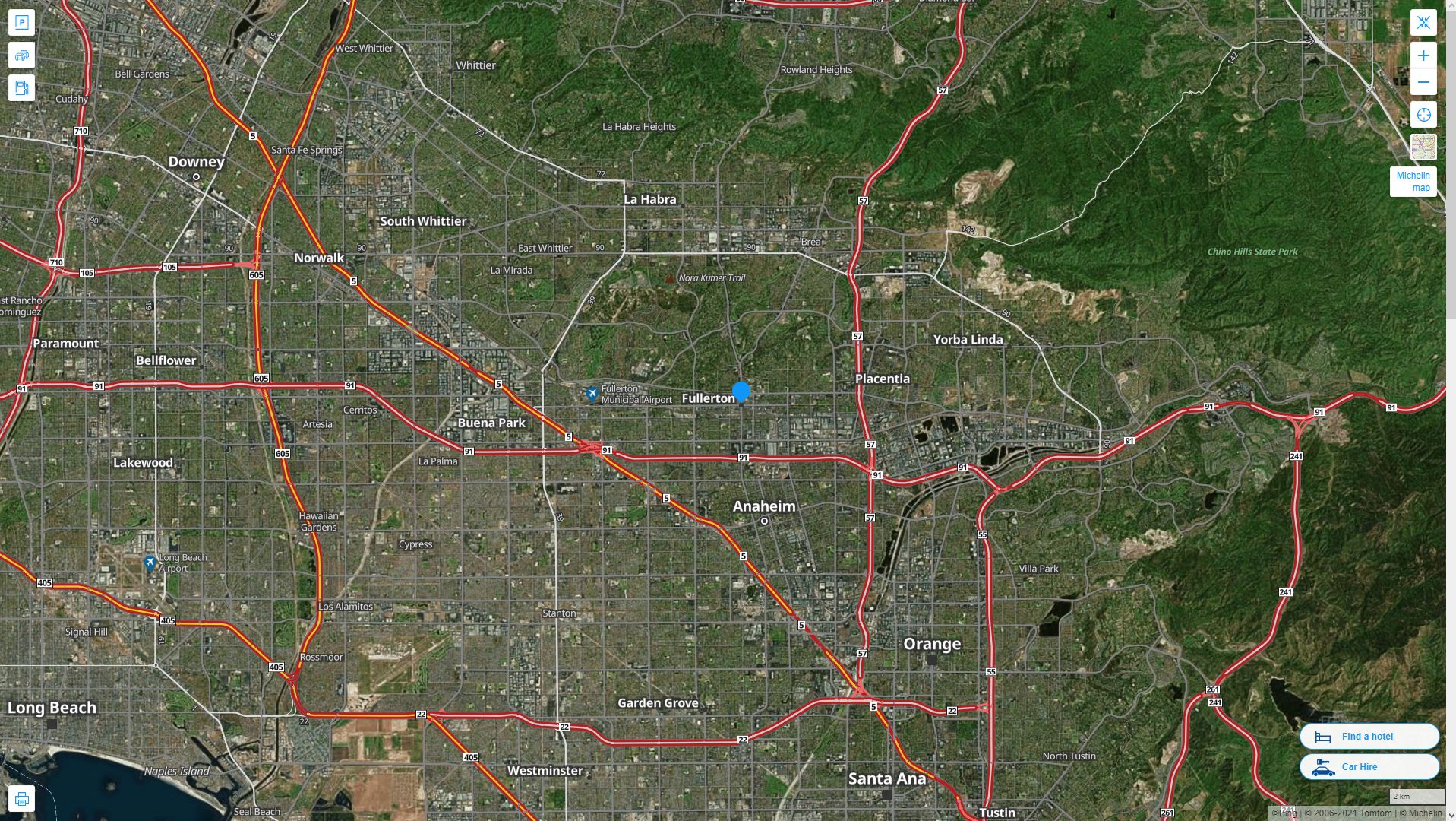 Fullerton California Map - Fullerton%20California%20Highway%20and%20Road%20Map%20with%20Satellite%20View