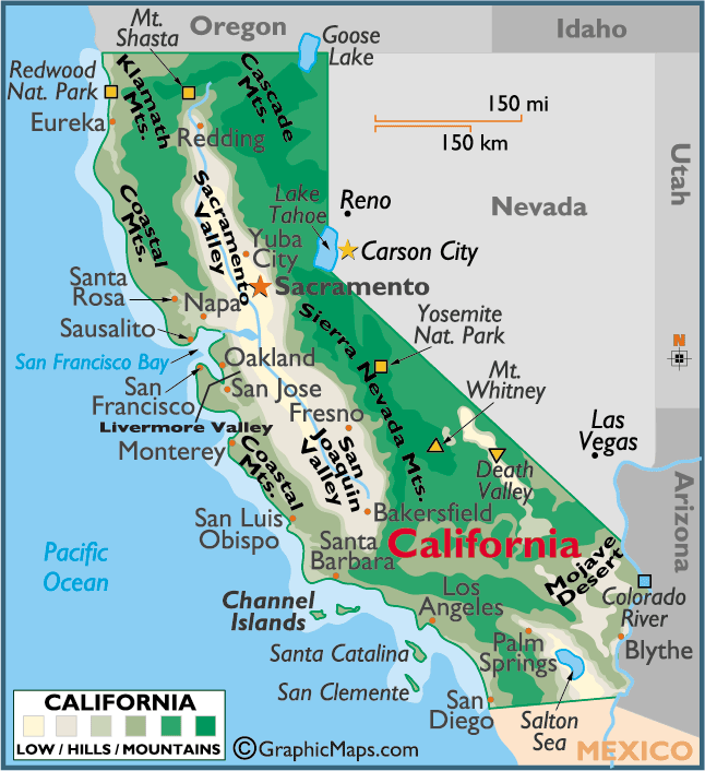 Geographic Map of California