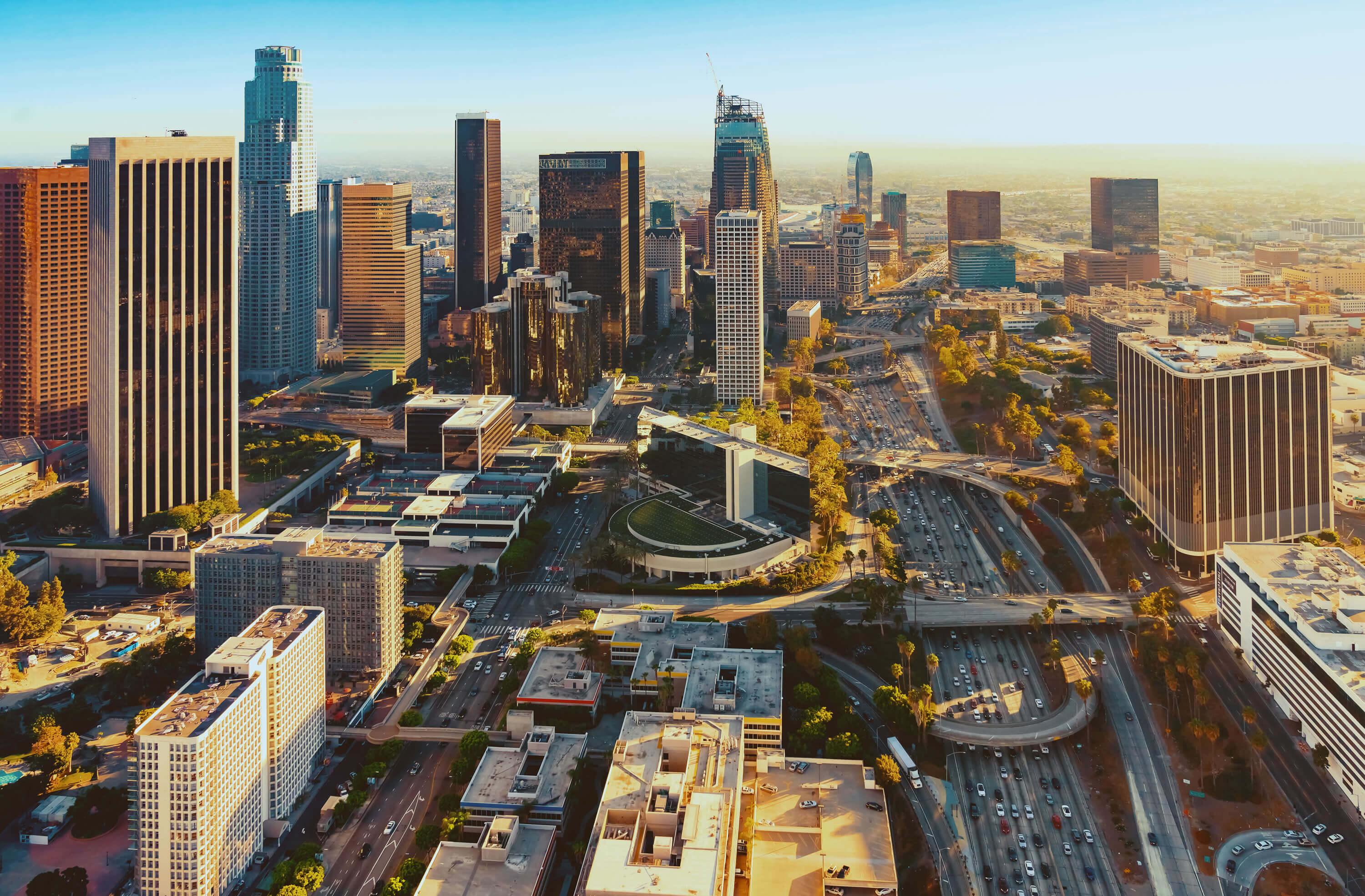 aerial view of downtown los angeles.