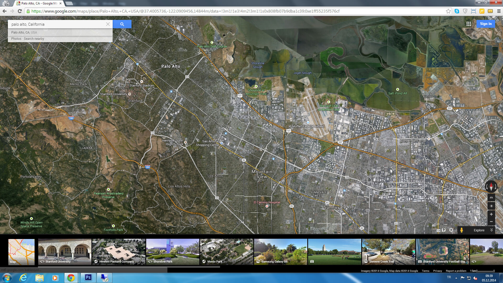 palo alto map california us satellite