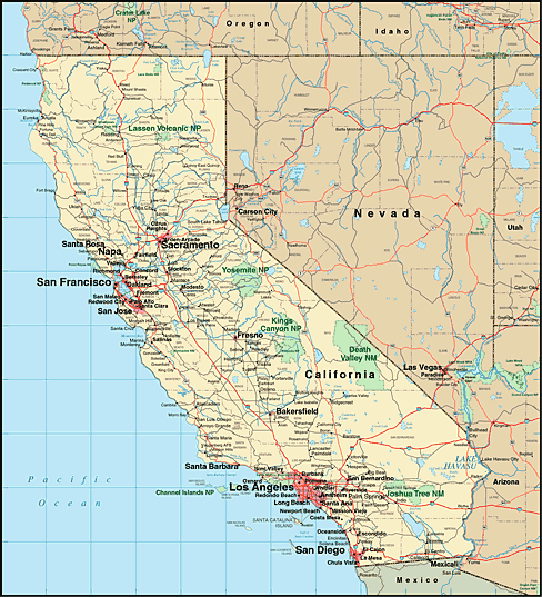 physical map california