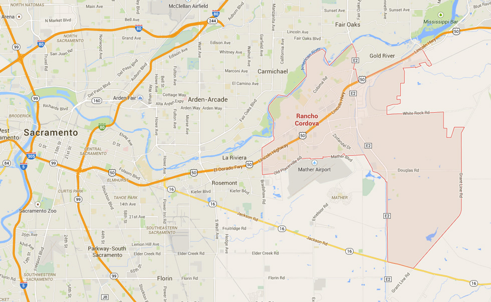 rancho cordova california map usa