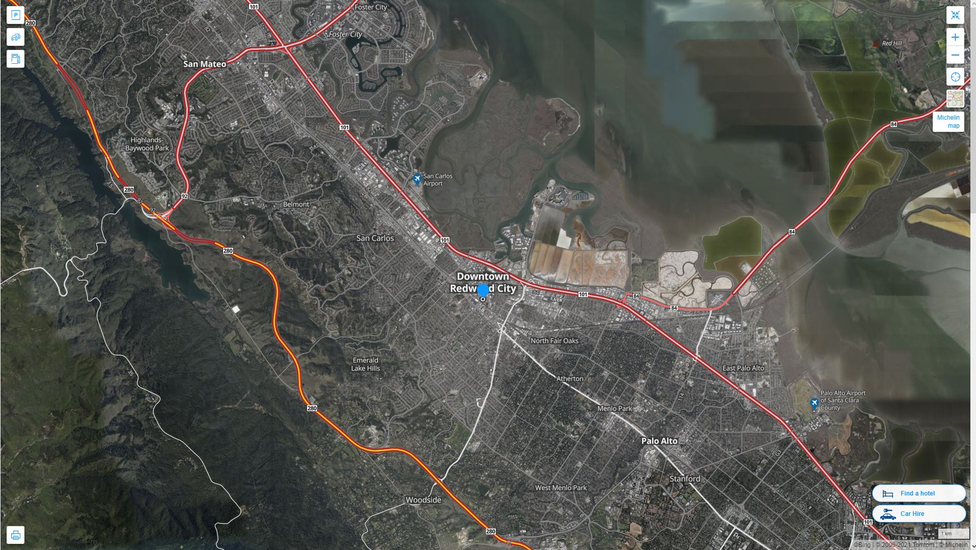 Redwood City California Map - Redwood City%20California%20Highway%20and%20Road%20Map%20with%20Satellite%20View
