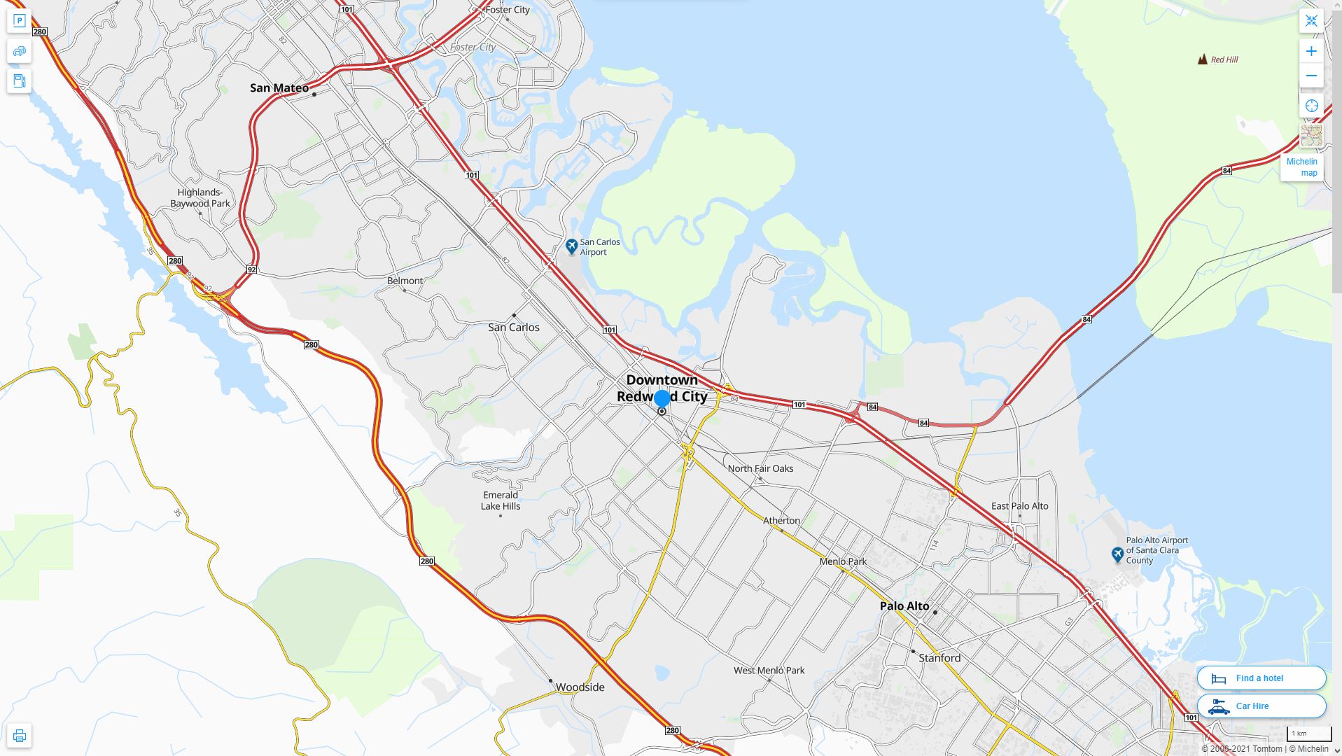 Redwood City California Map United - Redwood City%20California%20Highway%20and%20Road%20Map