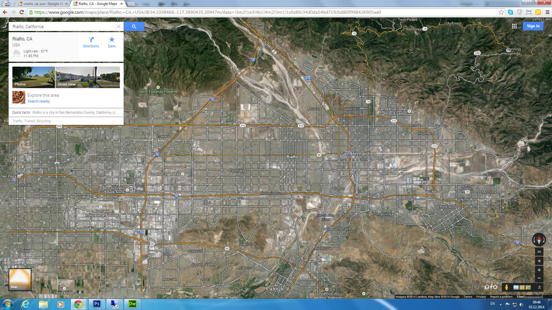 rialto map california us satellite