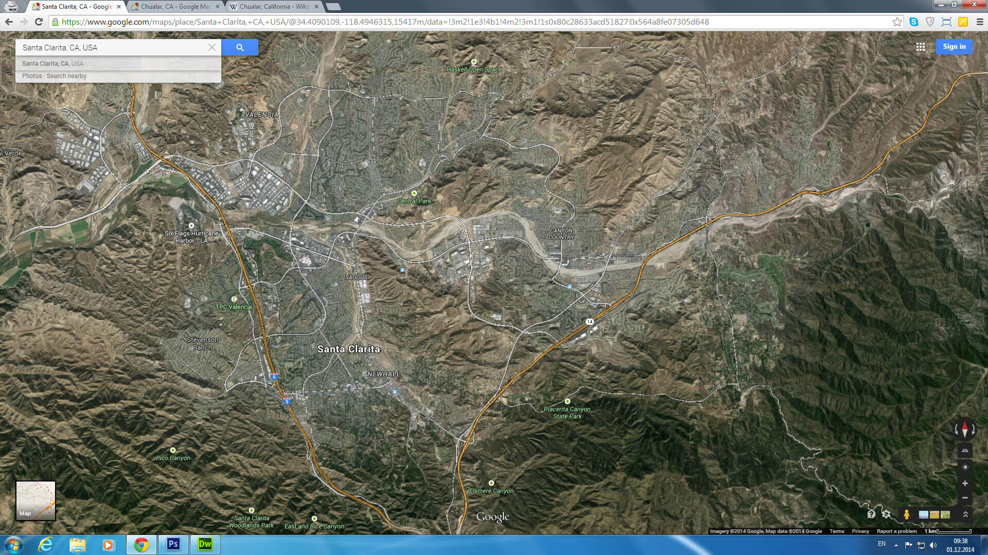 santa clarita map california us satellite