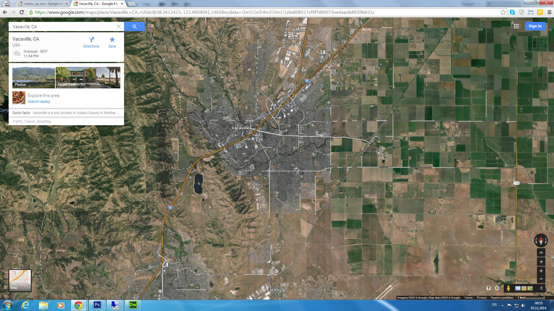vacaville map california us satellite