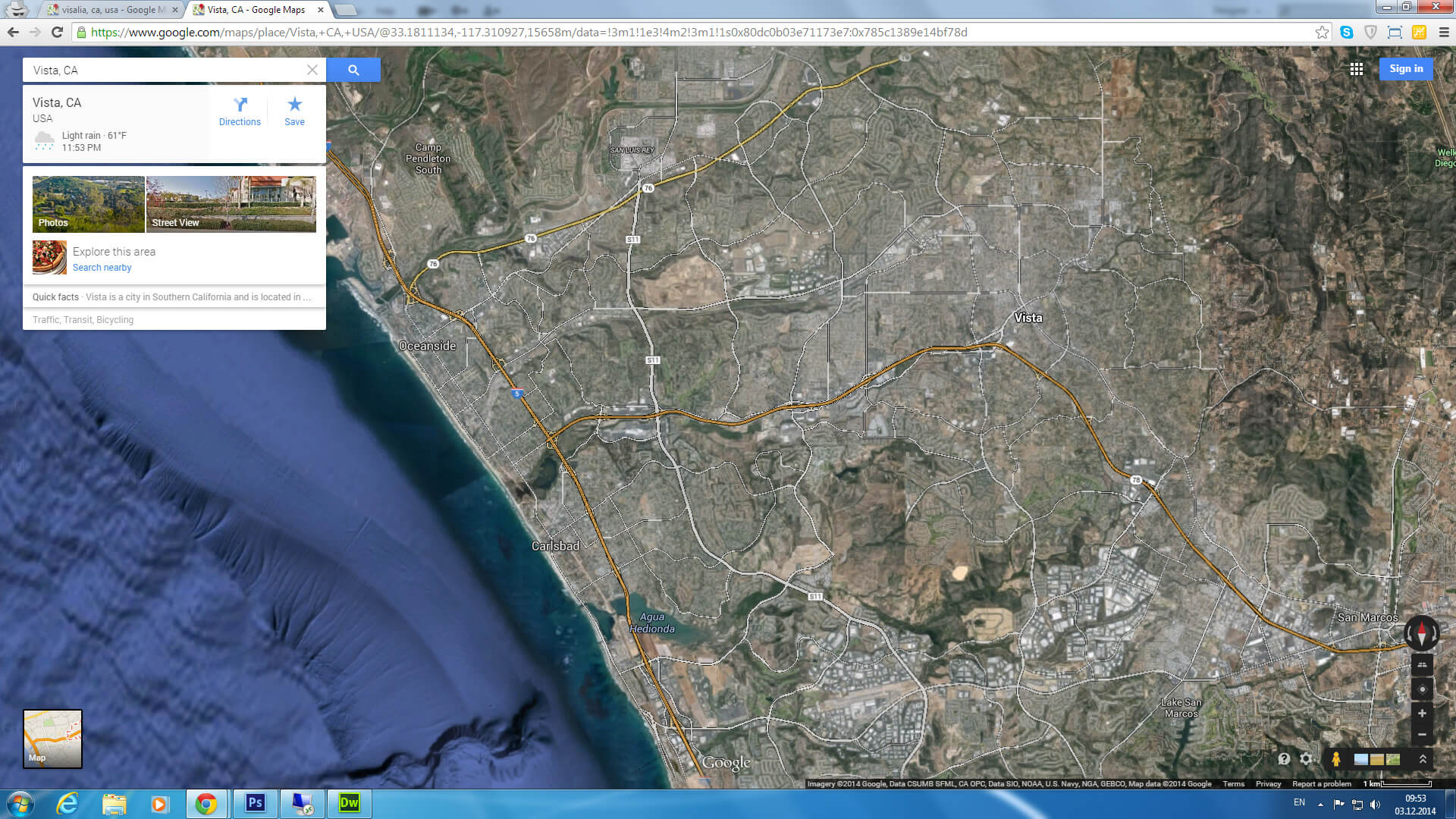 vista map california us satellite