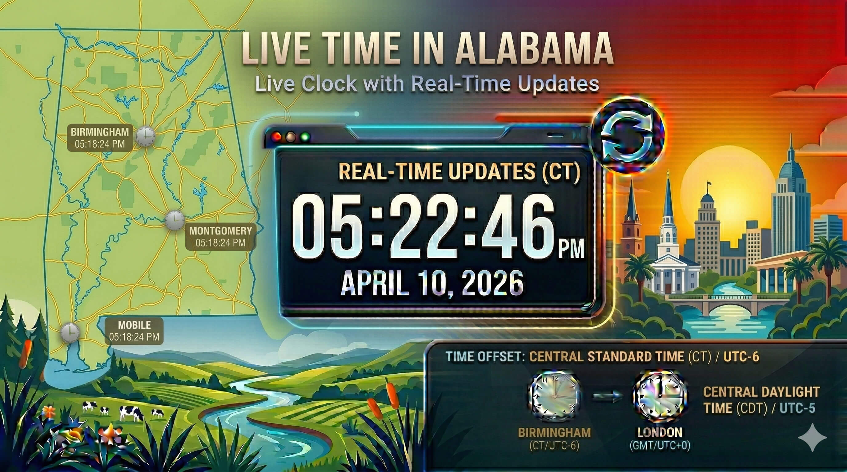 Live Clock in Alabama