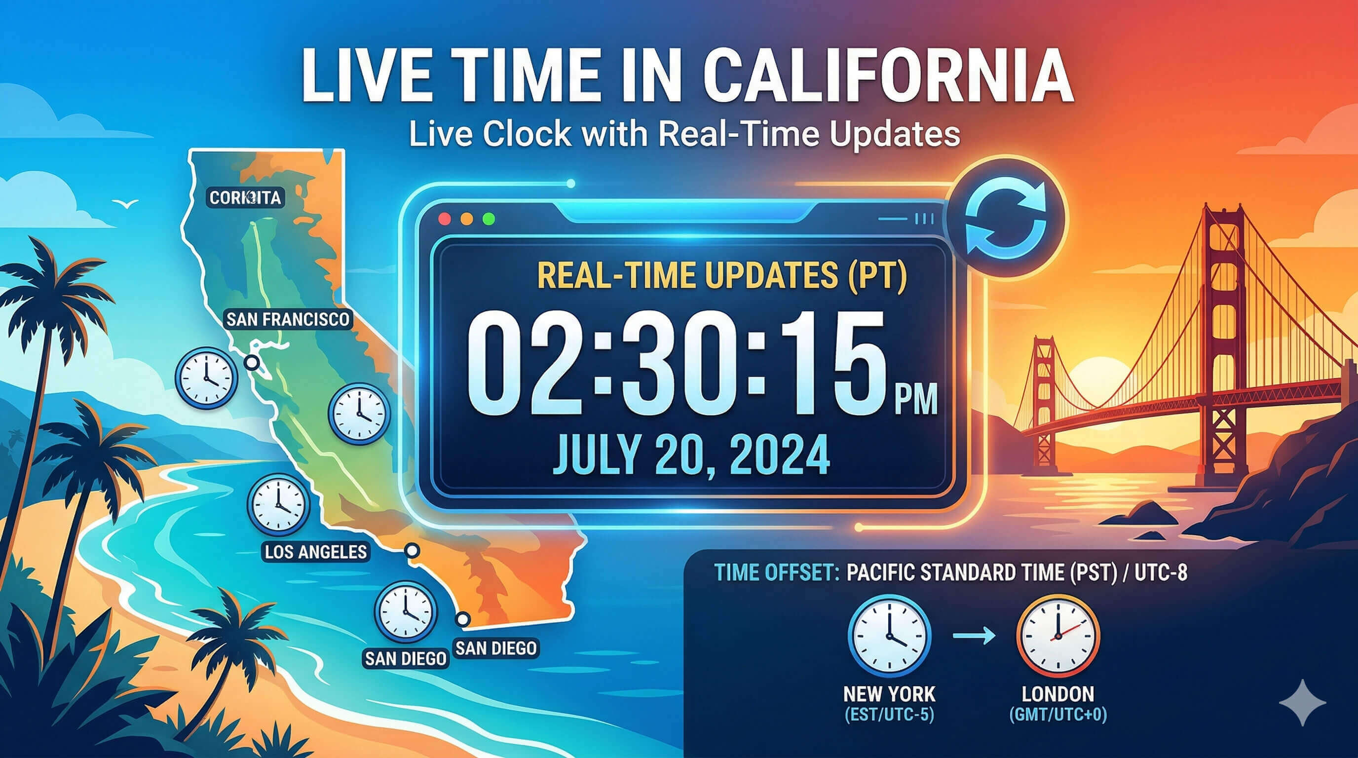 Live Clock in California
