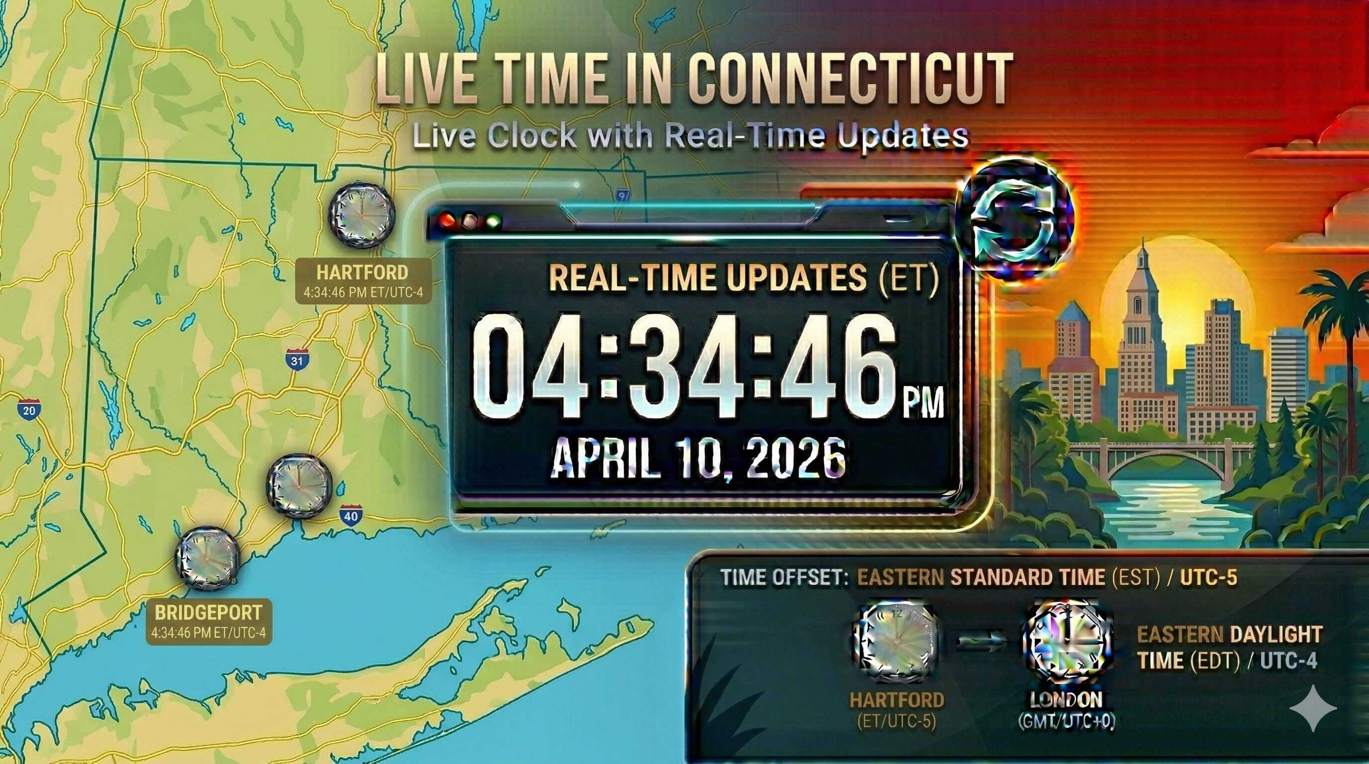 Live Clock in Connecticut