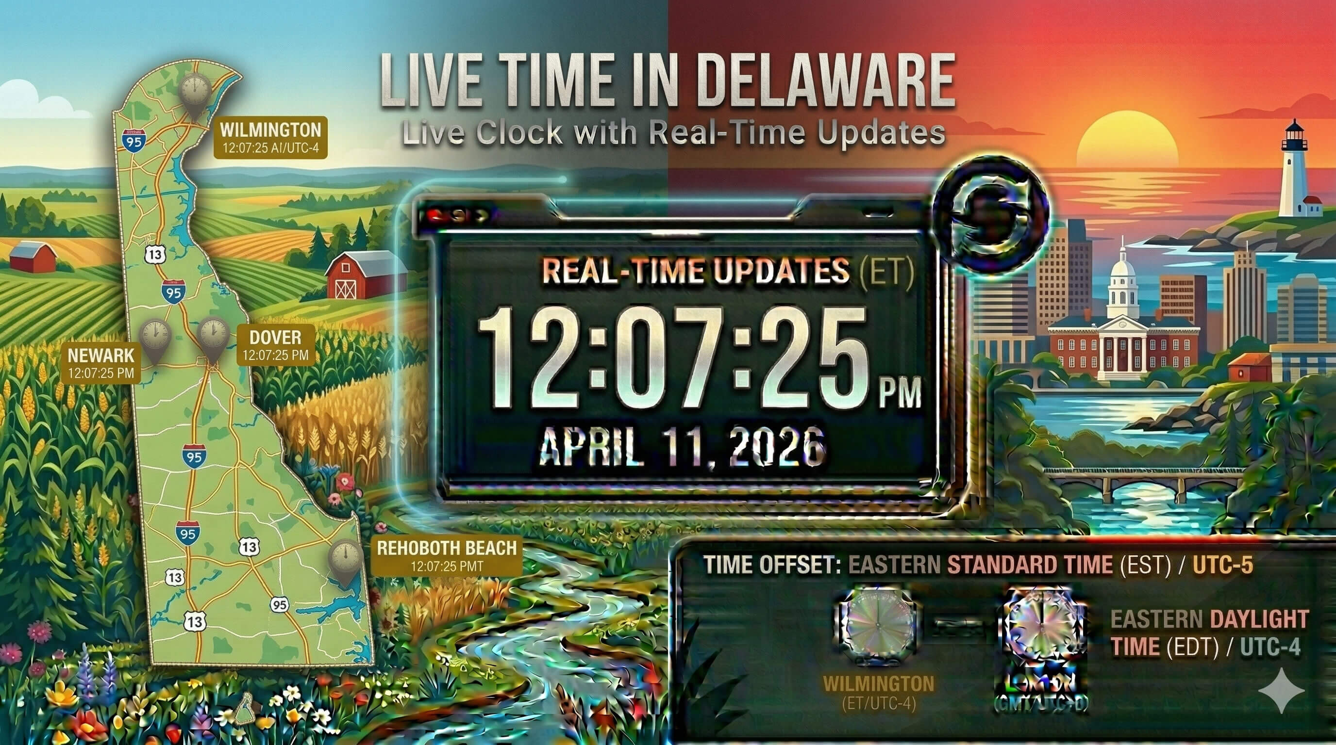 Live Clock in Delaware