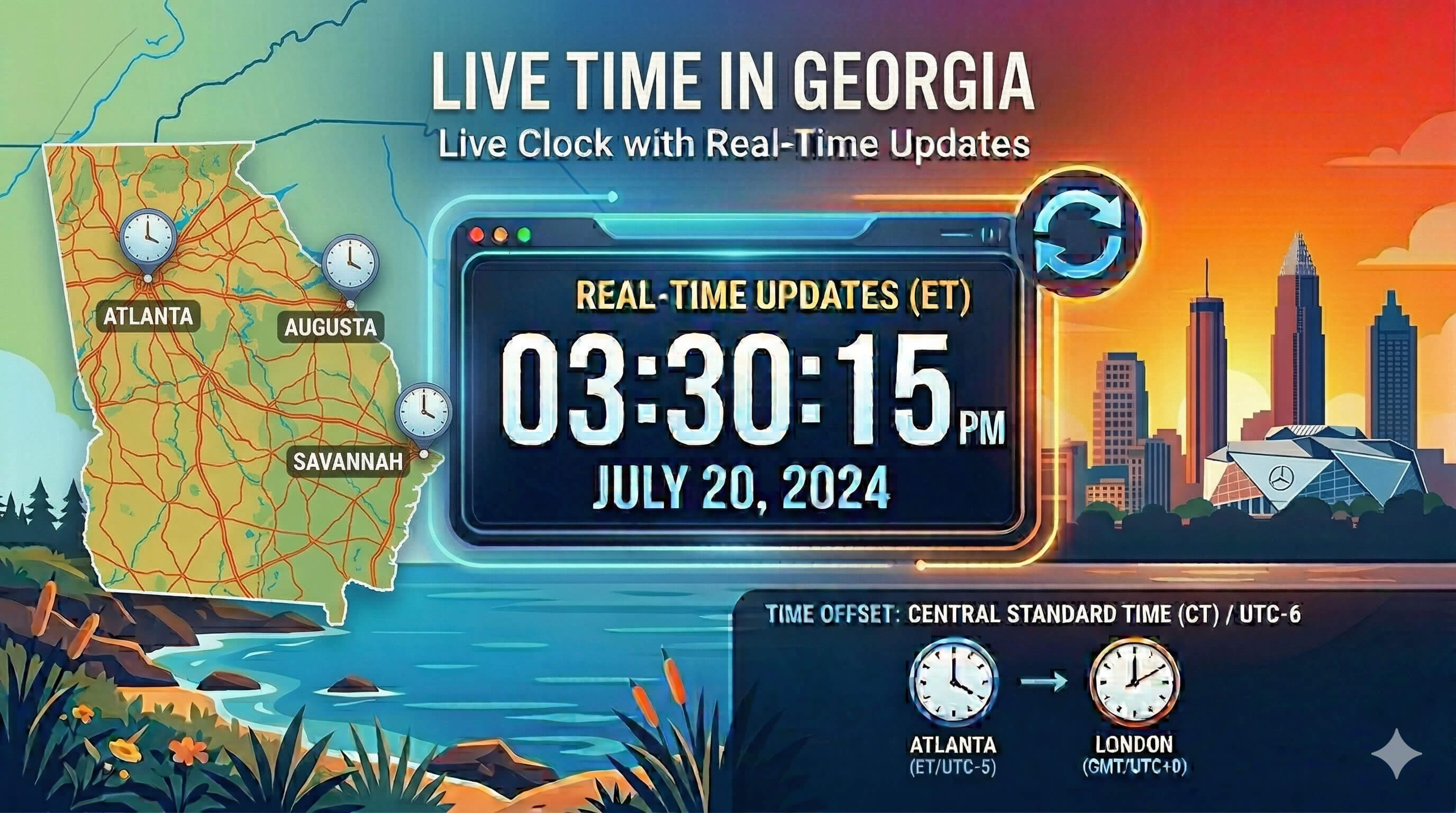 Live Clock in Georgia