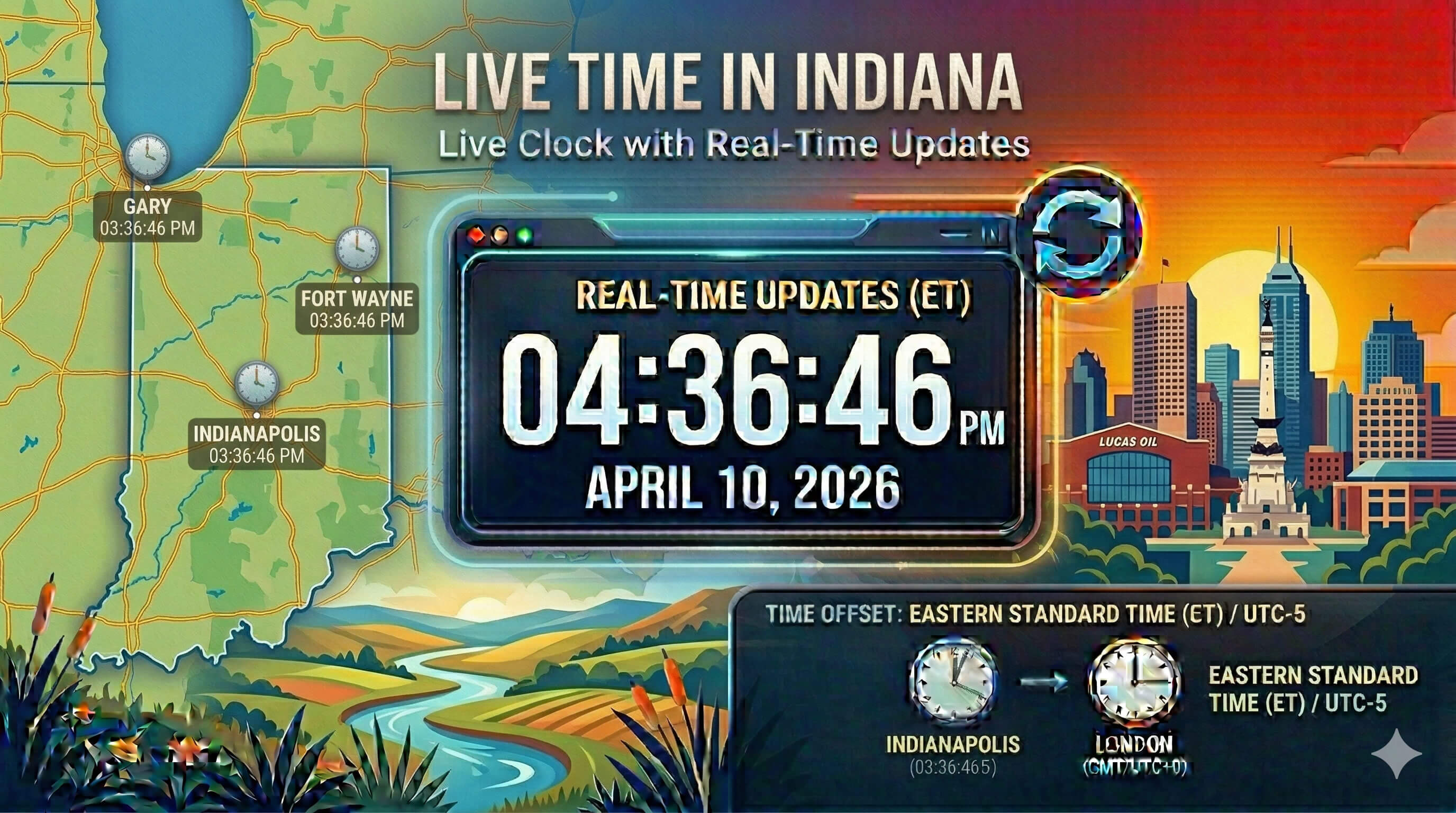 Live Clock in Indiana