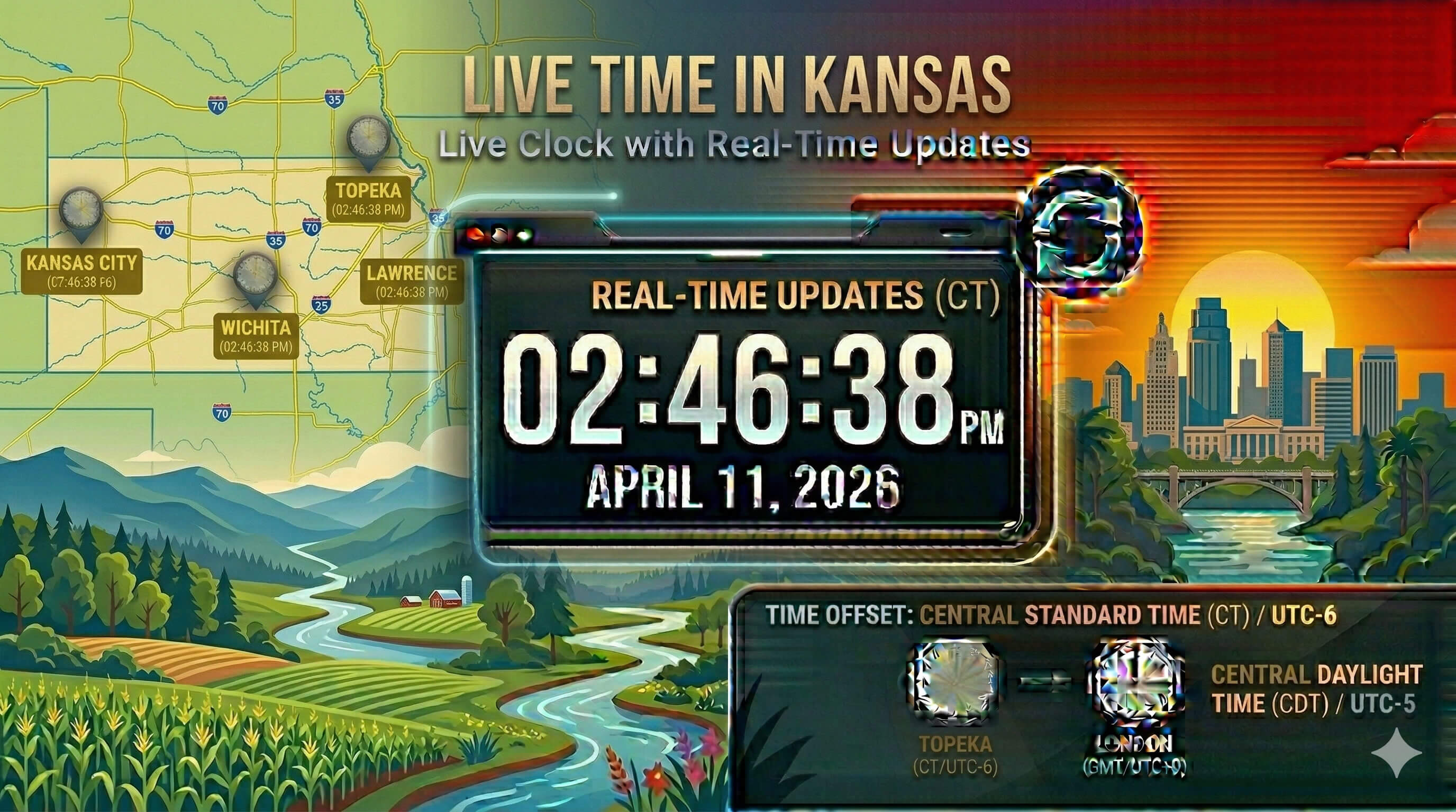 Live Clock in Kansas