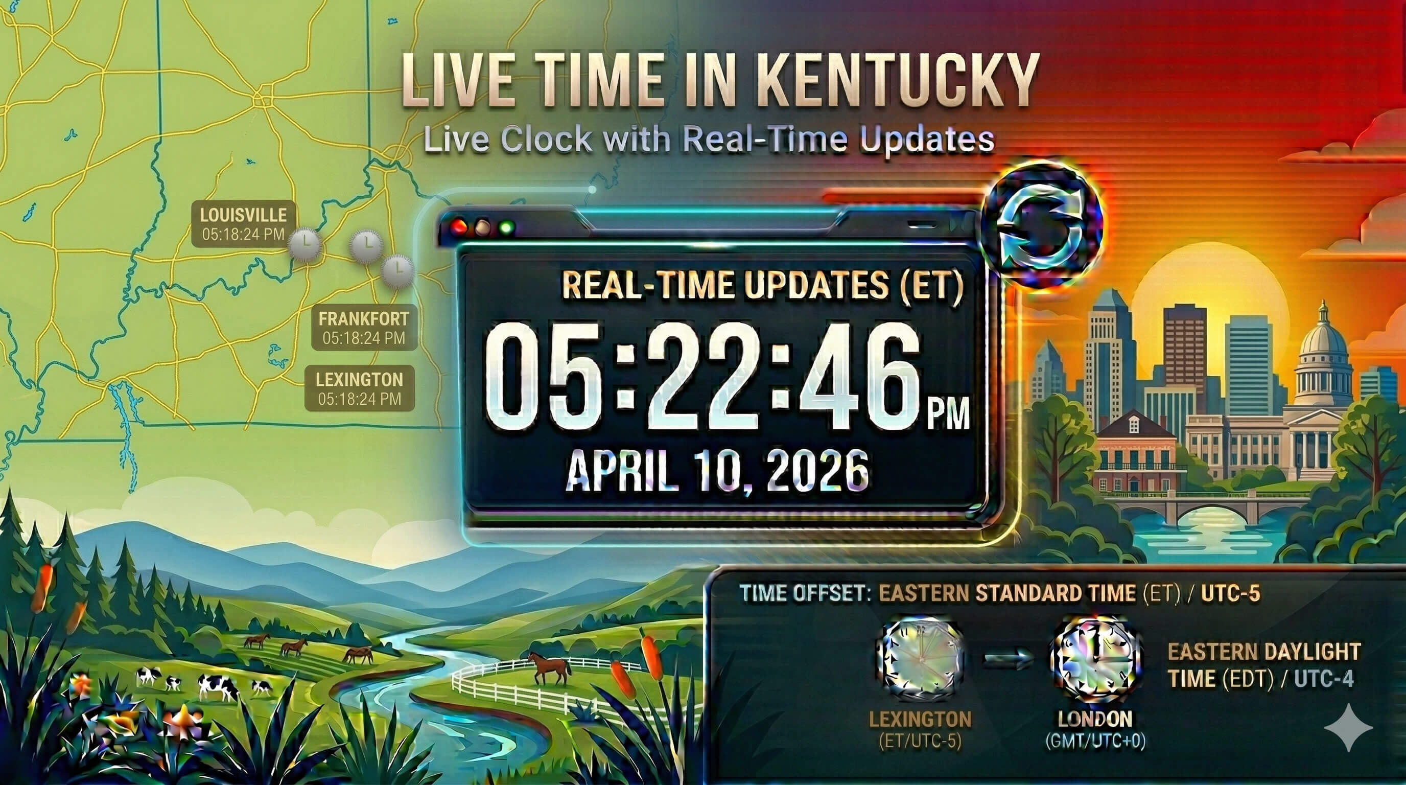 Live Clock in Kentucky