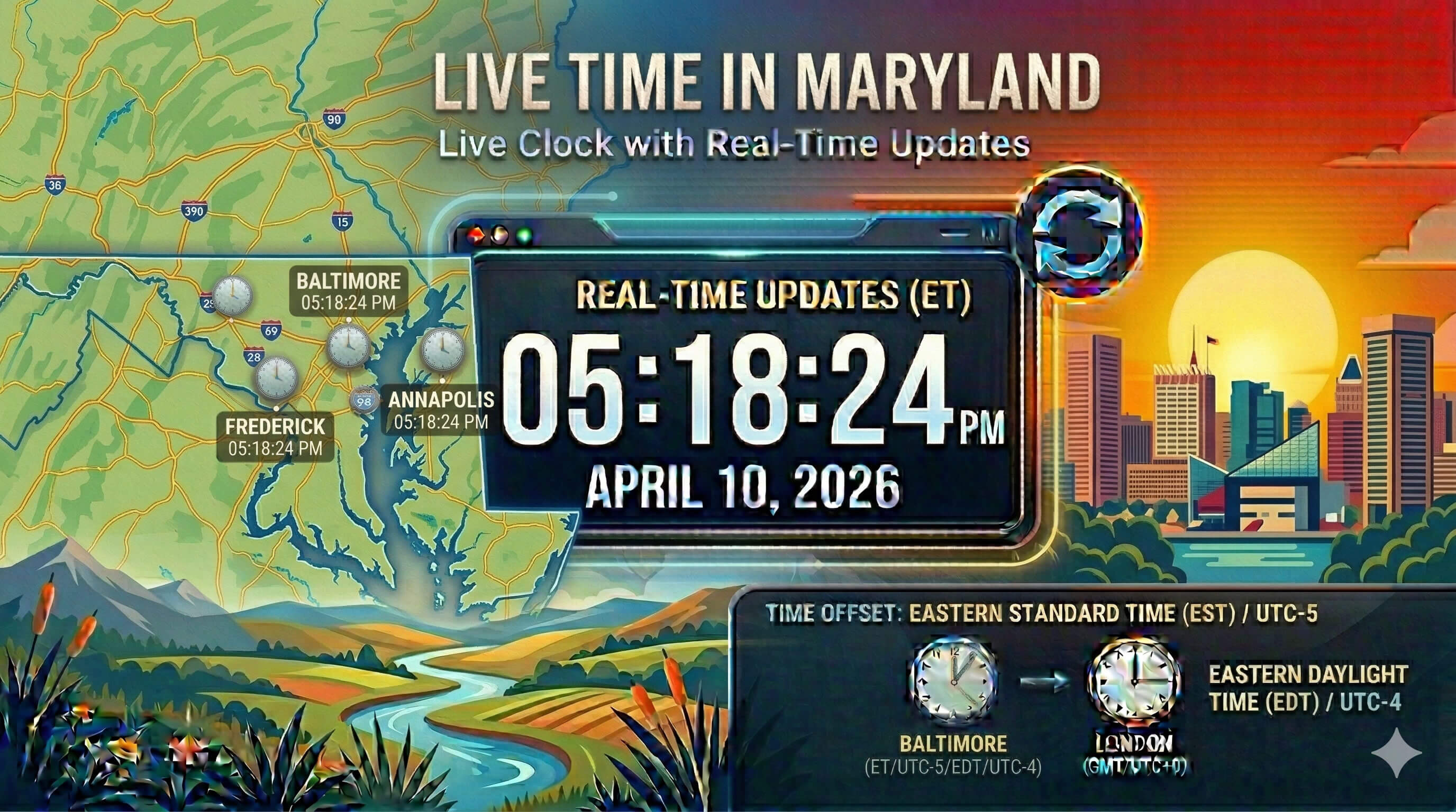 Live Clock in Maryland
