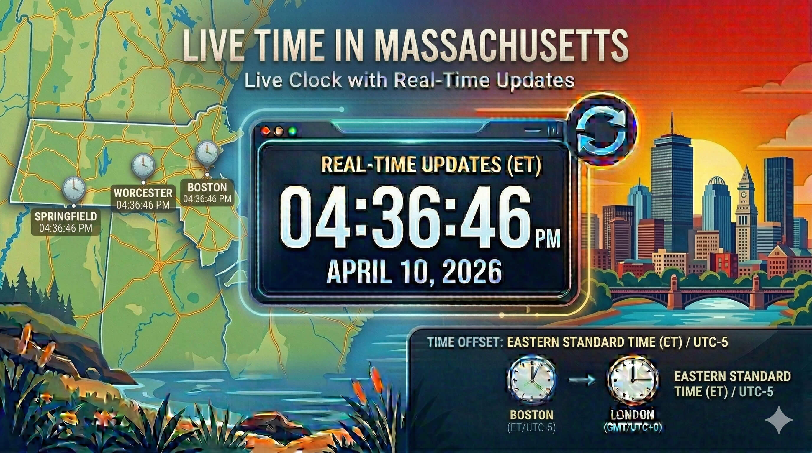 Live Clock in Massachusetts