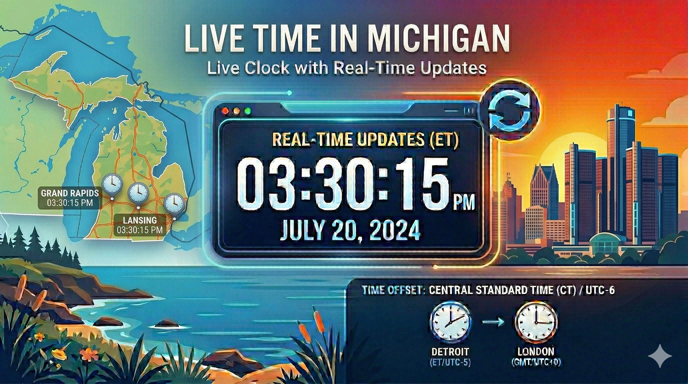 Live Clock in Michigan