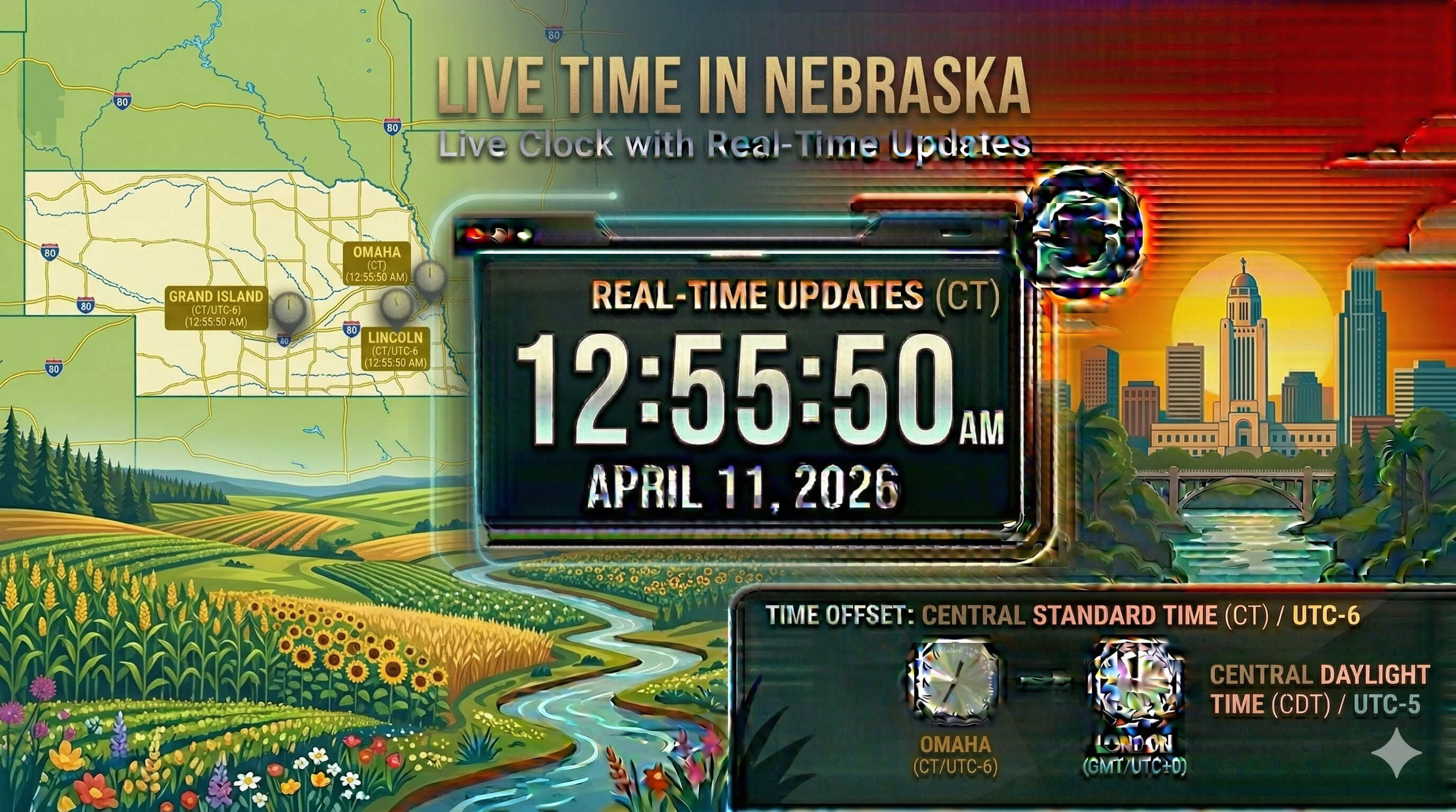 Live Clock in Nebraska