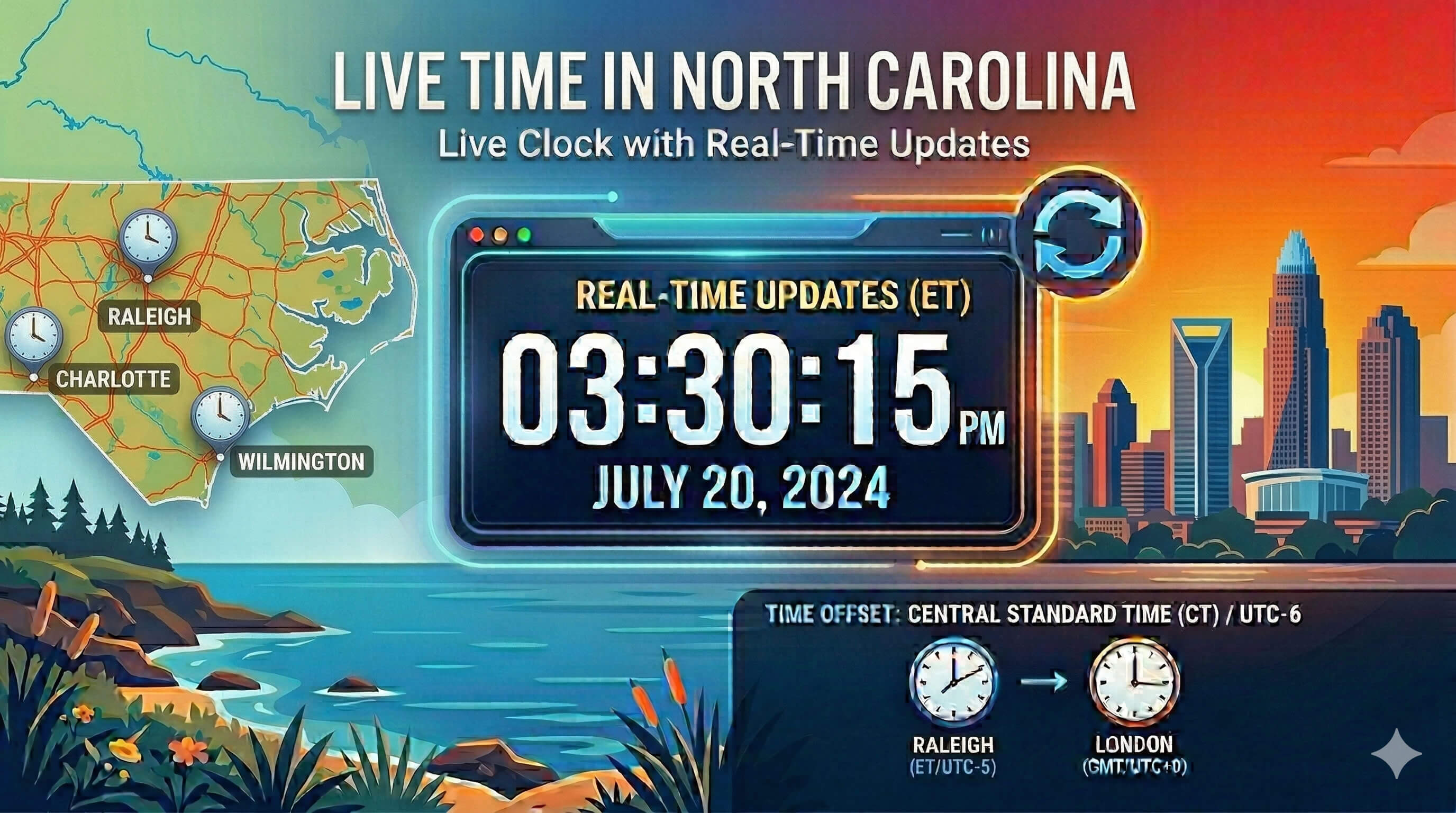 Live Clock in North Carolina