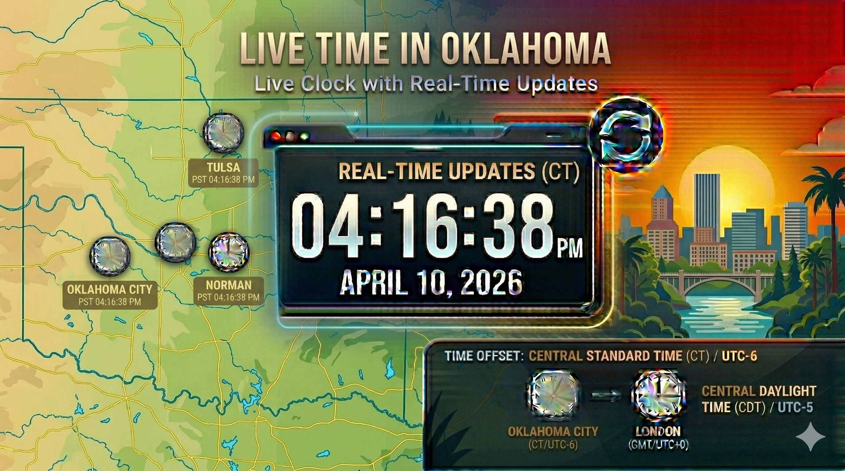Live Clock in Oklahoma