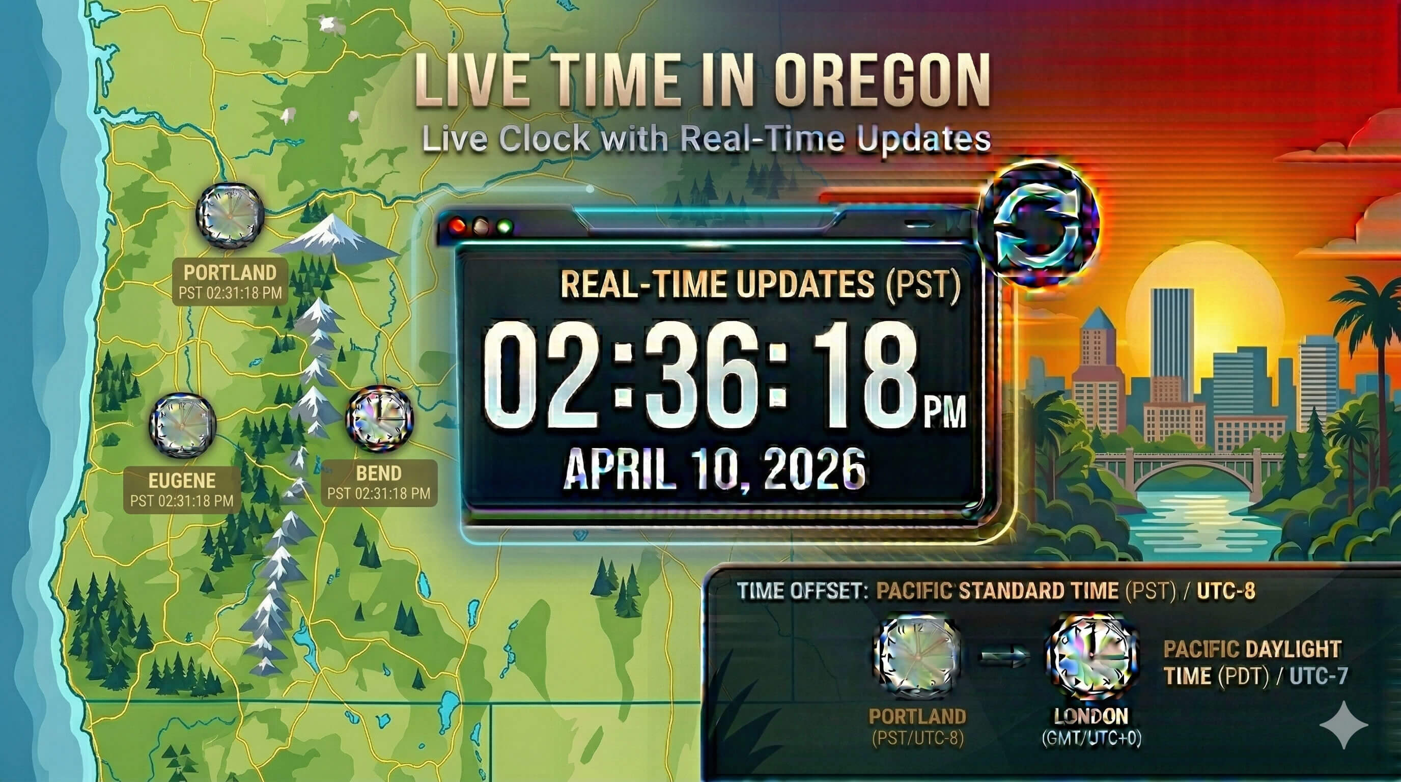 Live Clock in Oregon