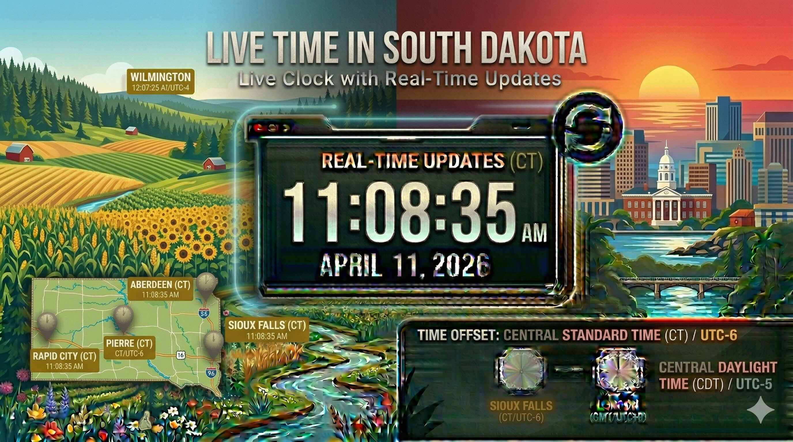 Live Clock in South Dakota