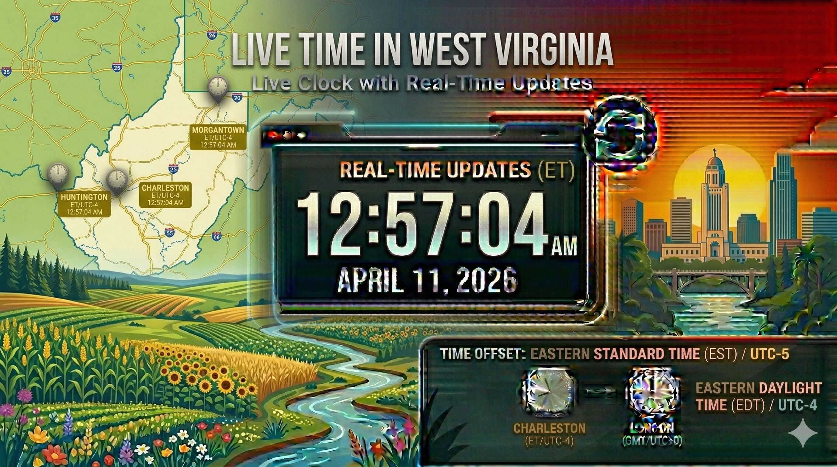 Live Clock in West Virginia