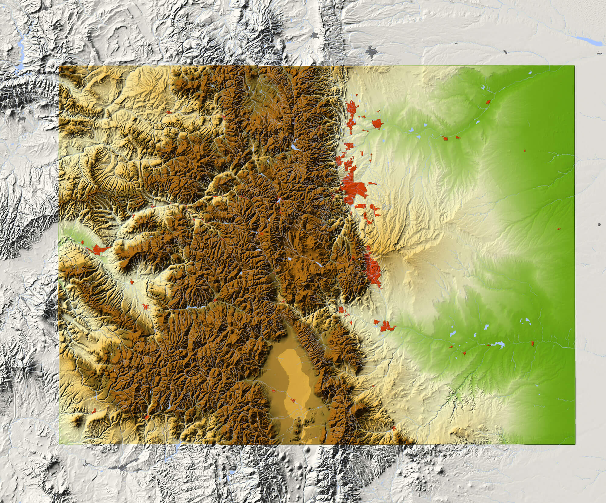 Colorado Shaded relief map