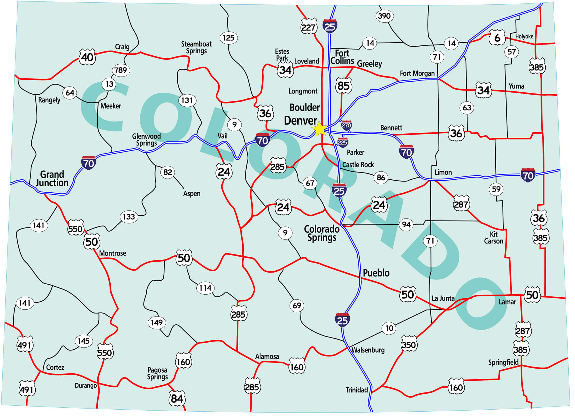 Colorado state road map
