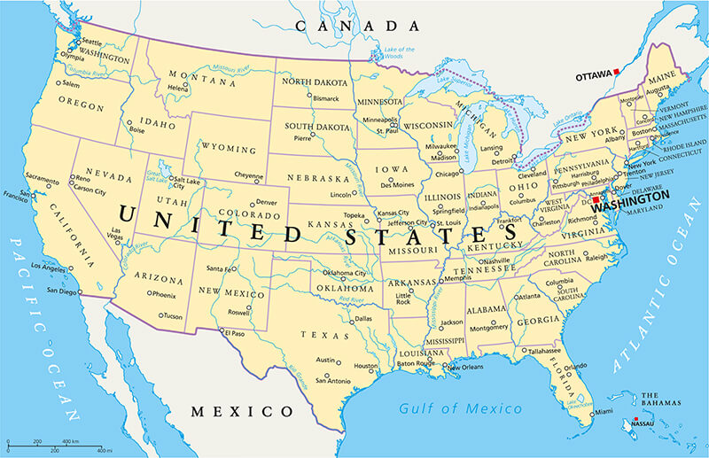 Colorado, United States of America Political Map