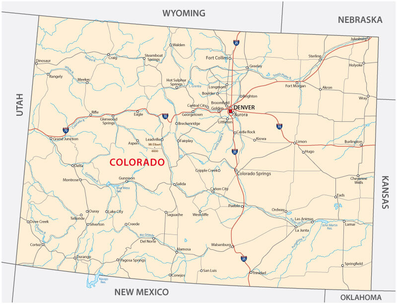 Road Map of Colorado