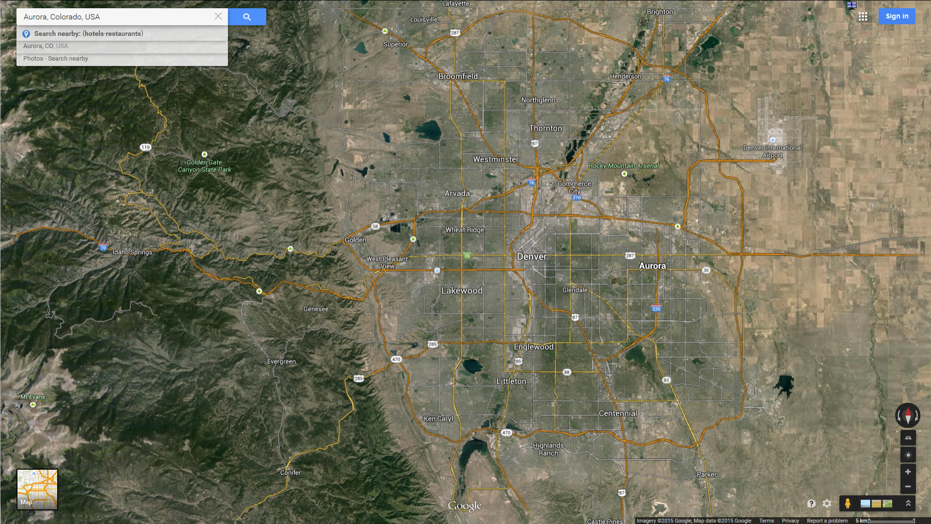 aurora map colorado us satellite