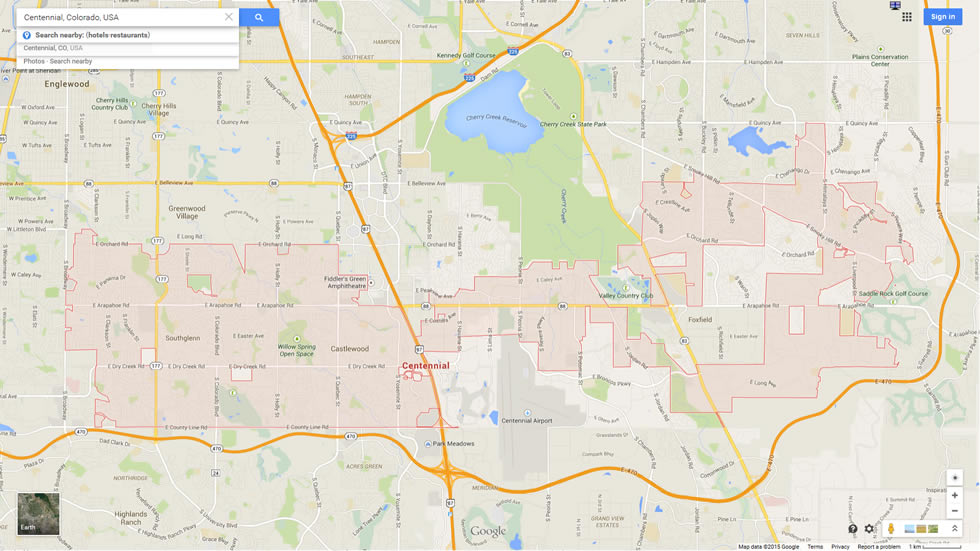 Centennial Colorado Map Usa