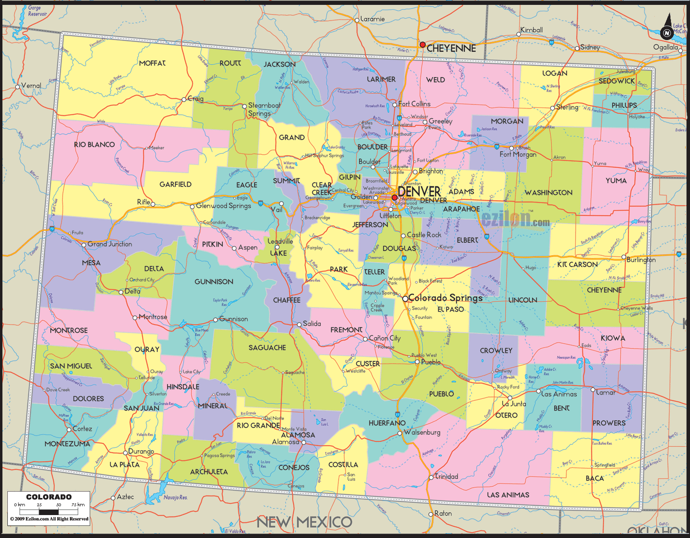 colorado county map