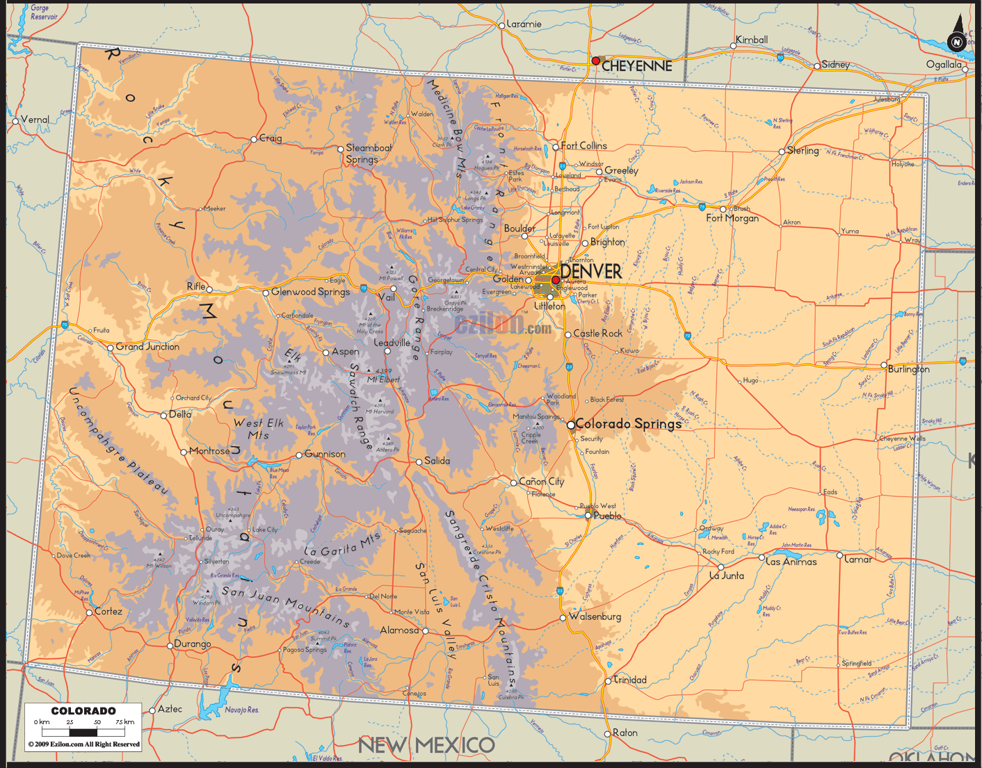 Colorado Physical Map