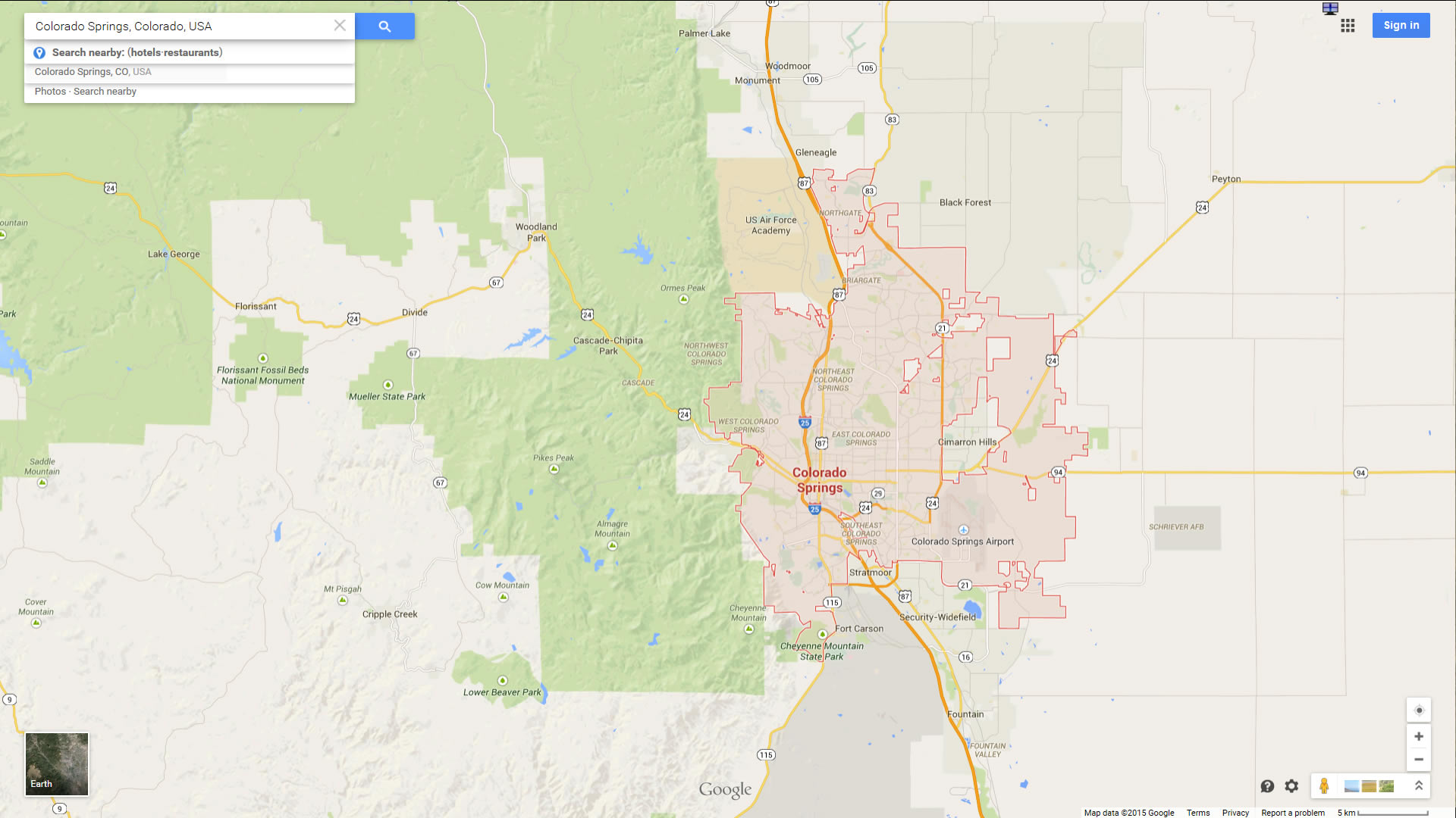 colorado springs map colorado us