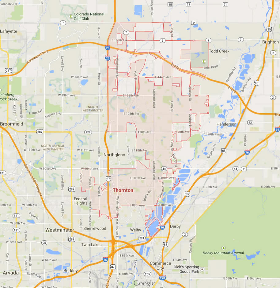 thornton colorado map usa