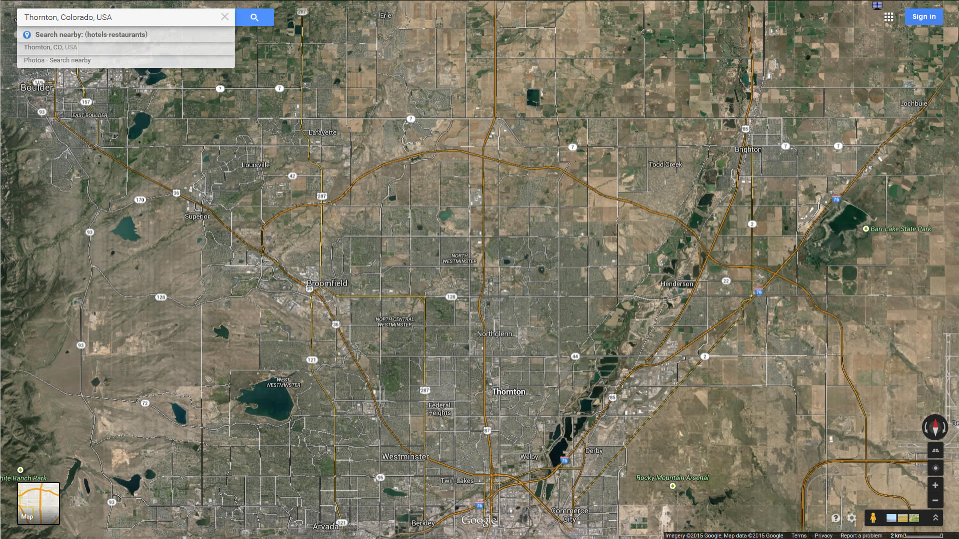 thornton map colorado us satellite