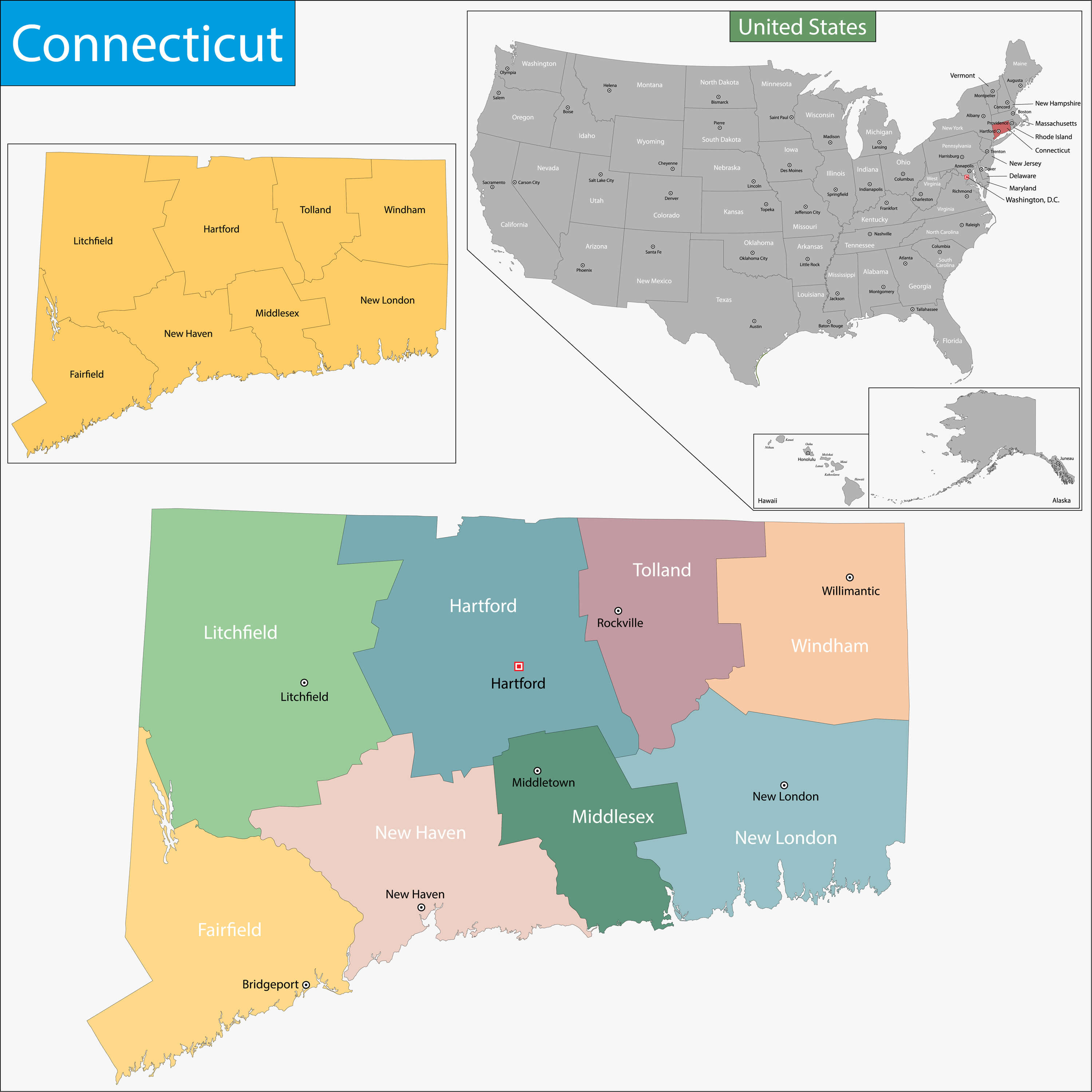 Map of Connecticut state