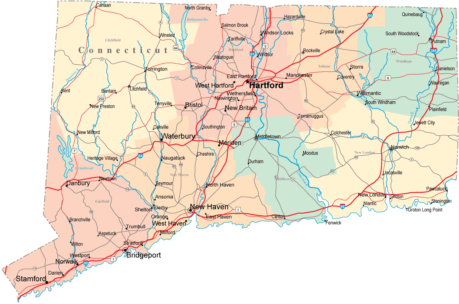 Connecticut Road Map